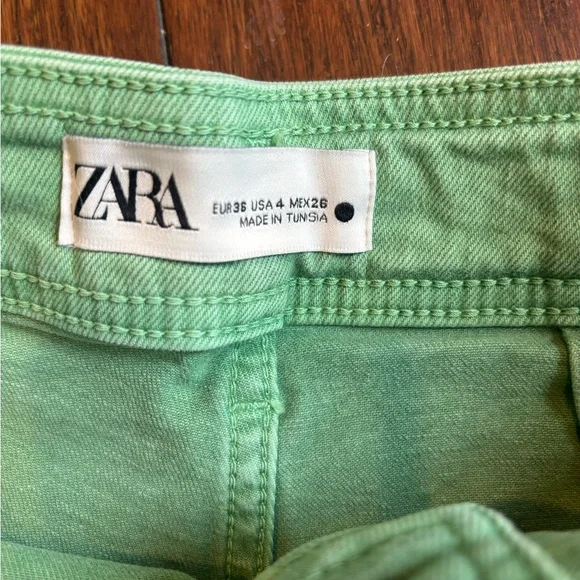 ZARA Mint Green Wide-Leg Jeans SZ 4 - Picture 3 of 4